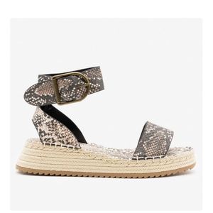 Snake Print Flatform Espadrille Sandals